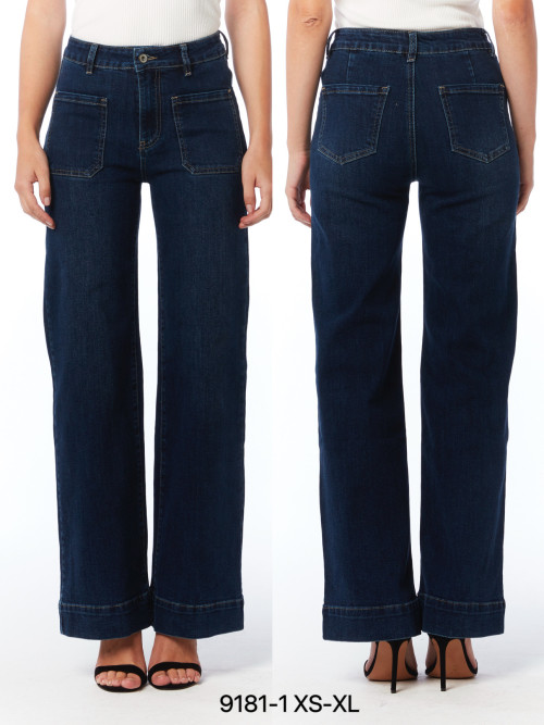 Jean large stretch 2 poches plaquées devant