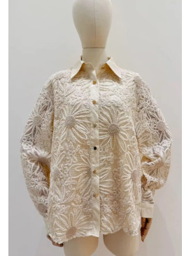 Chemise brodée florale en...