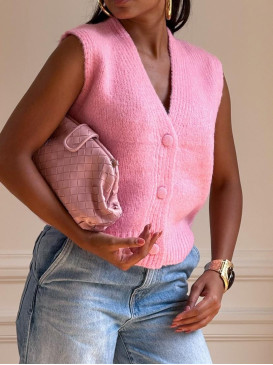 Gilet maille sans manche col V