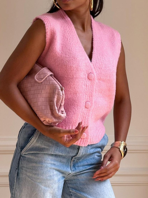 Gilet maille sans manche col V