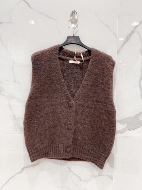 Gilet maille sans manche col V