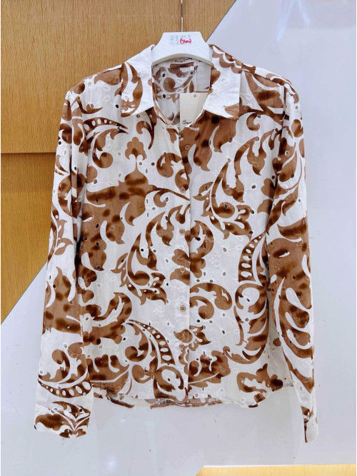 Chemise imprimée avec broderie anglaise