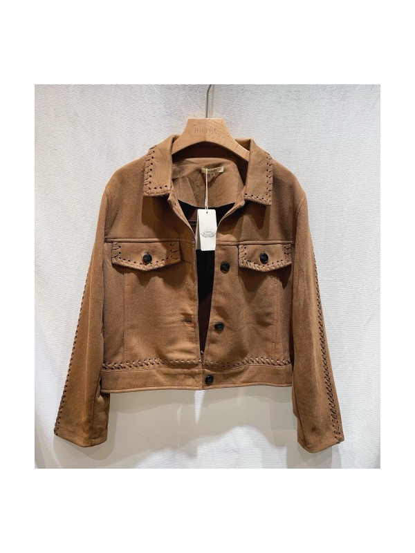 Veste courte en suédine finitions tressées