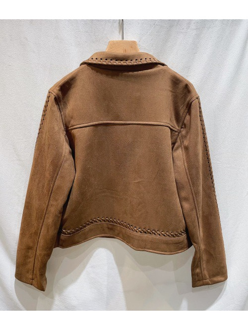 Veste courte en suédine finitions tressées