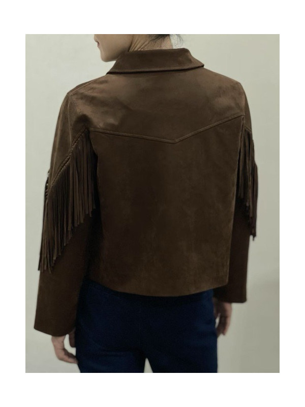Veste courte en suédine avec franges