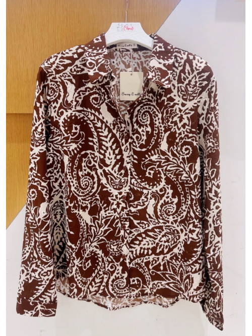 Chemise imprimée avec broderie anglaise