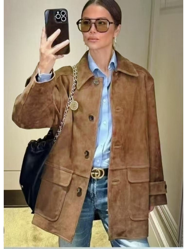 Veste oversized en suédine doublée