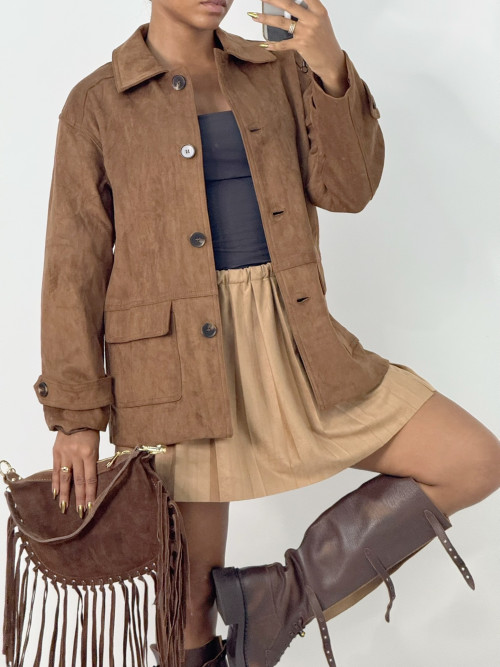 Veste oversized en suédine doublée