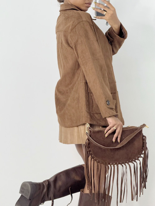 Veste oversized en suédine doublée