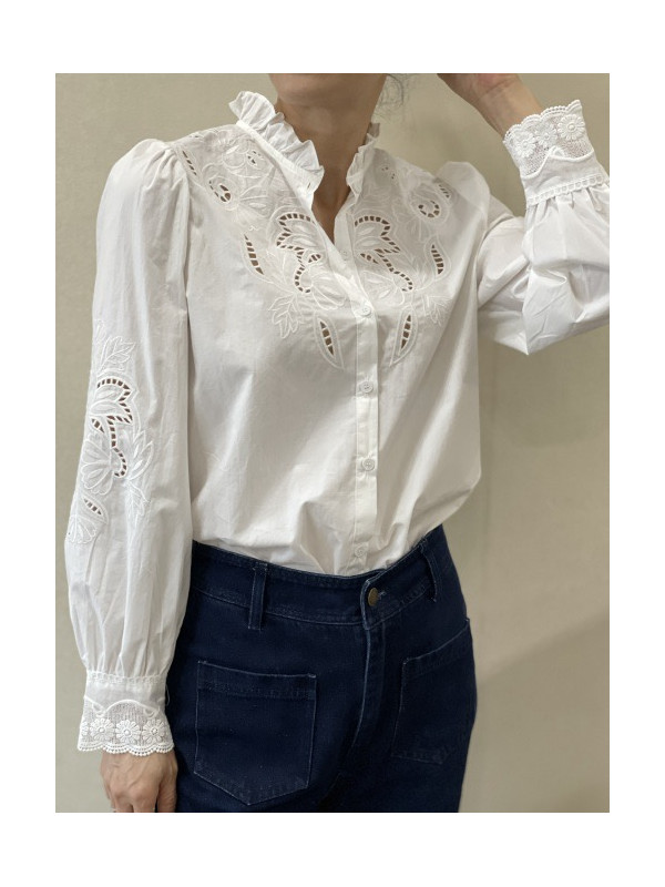 Chemise avec guipure ajourée  manches et buste
