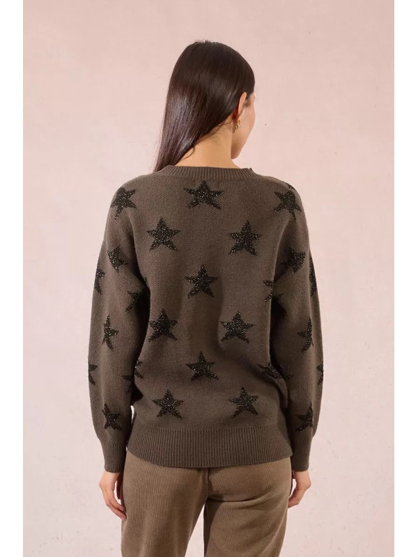 Pull col rond étoiles en lurex