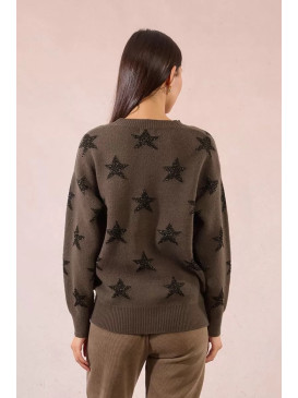 Pull col rond étoiles en...