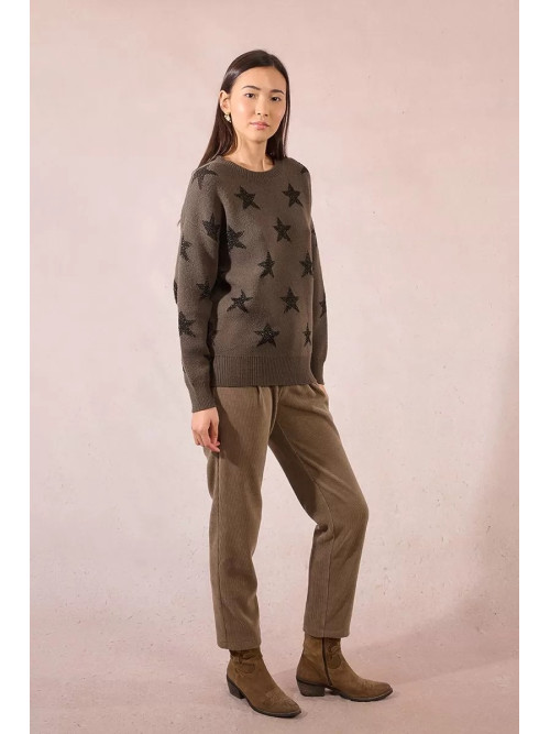 Pull col rond étoiles en lurex