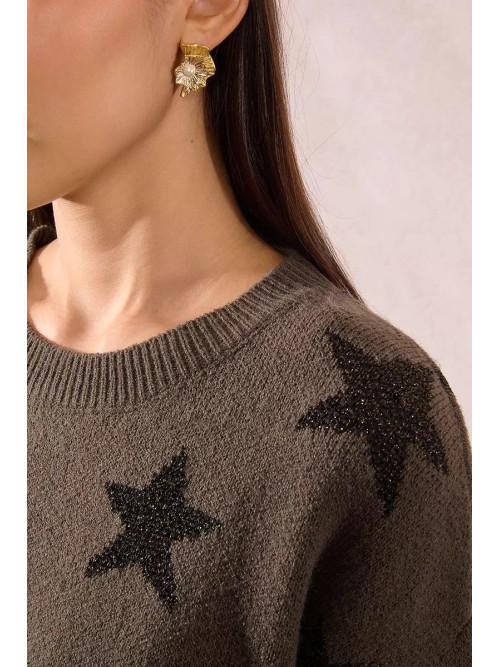 Pull col rond étoiles en lurex