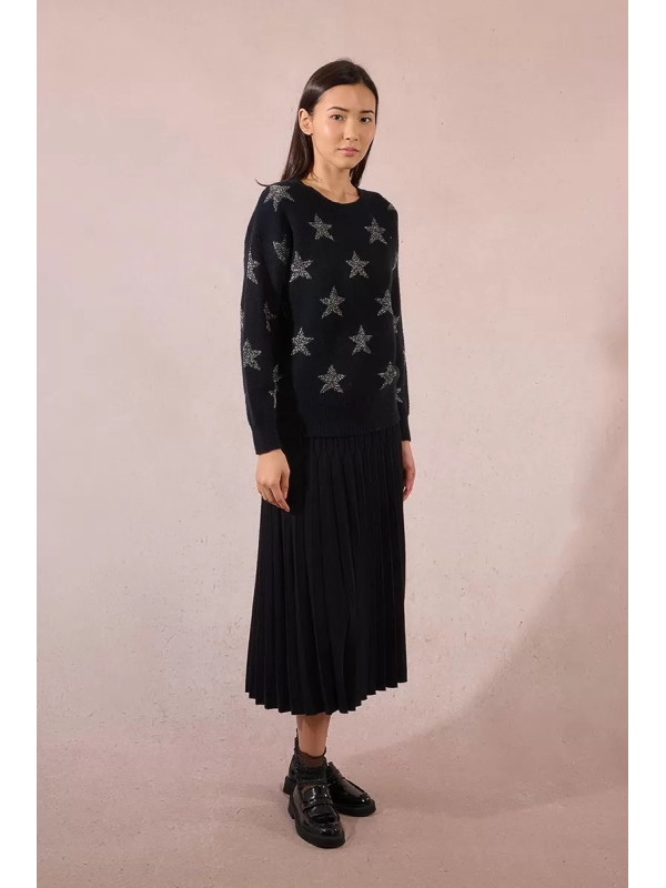 Pull col rond étoiles en lurex