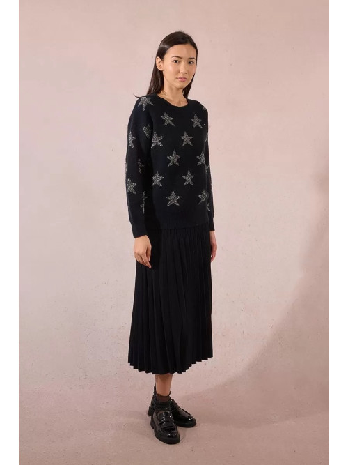 Pull col rond étoiles en lurex