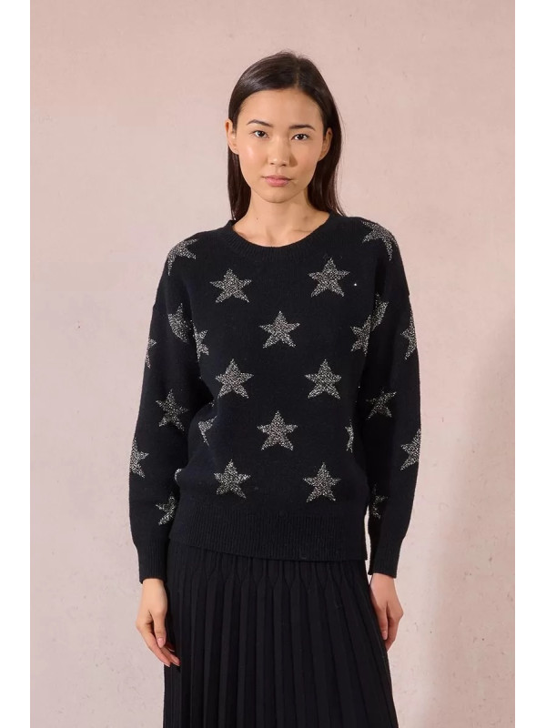 Pull col rond étoiles en lurex