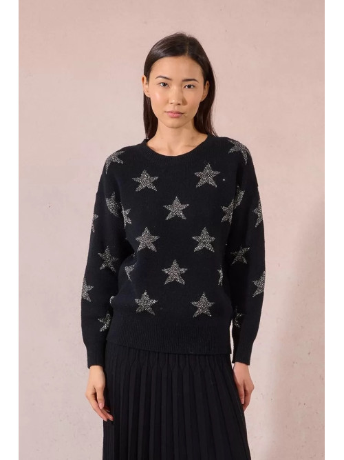 Pull col rond étoiles en lurex