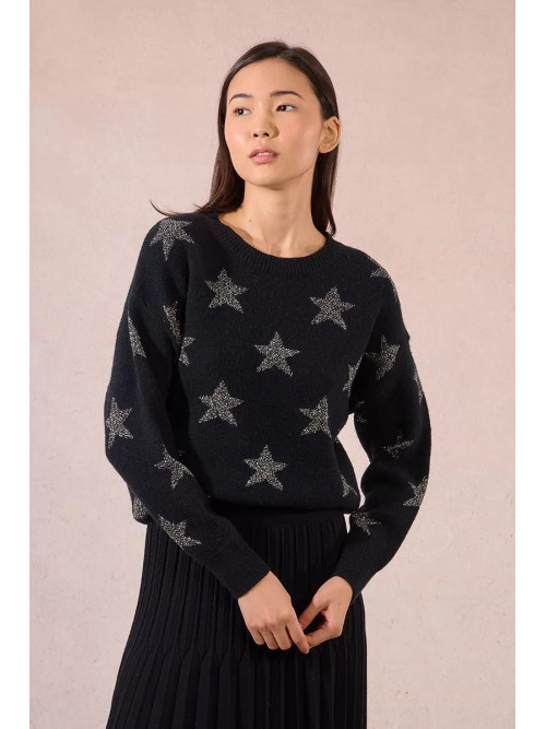 Pull col rond étoiles en lurex