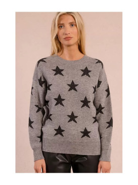 Pull col rond étoiles en...