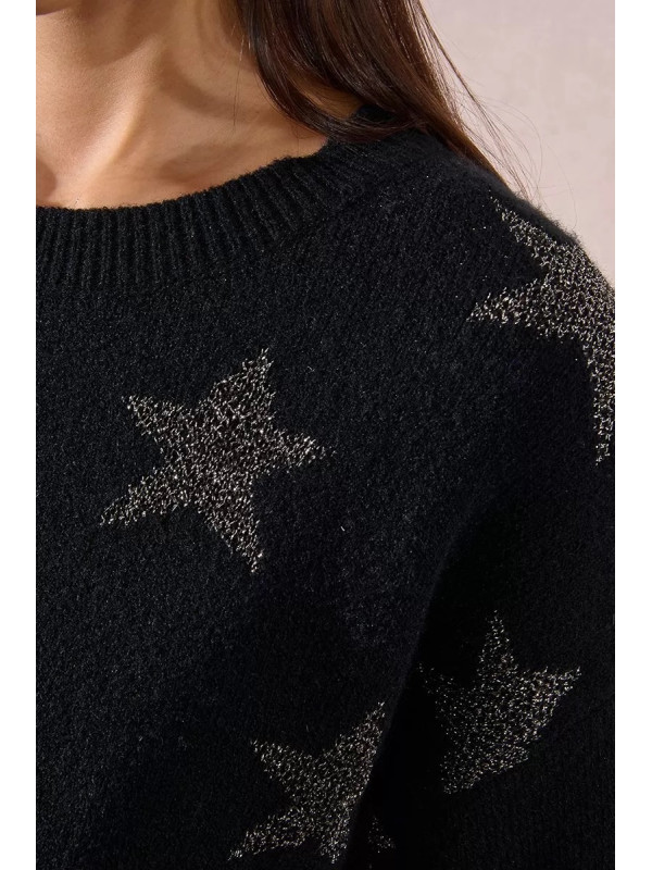 Pull col rond étoiles en lurex