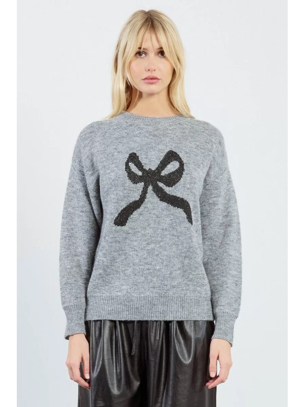 Pull motif nœud noir avec sequins