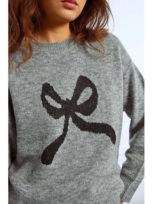 Pull motif nœud noir avec sequins