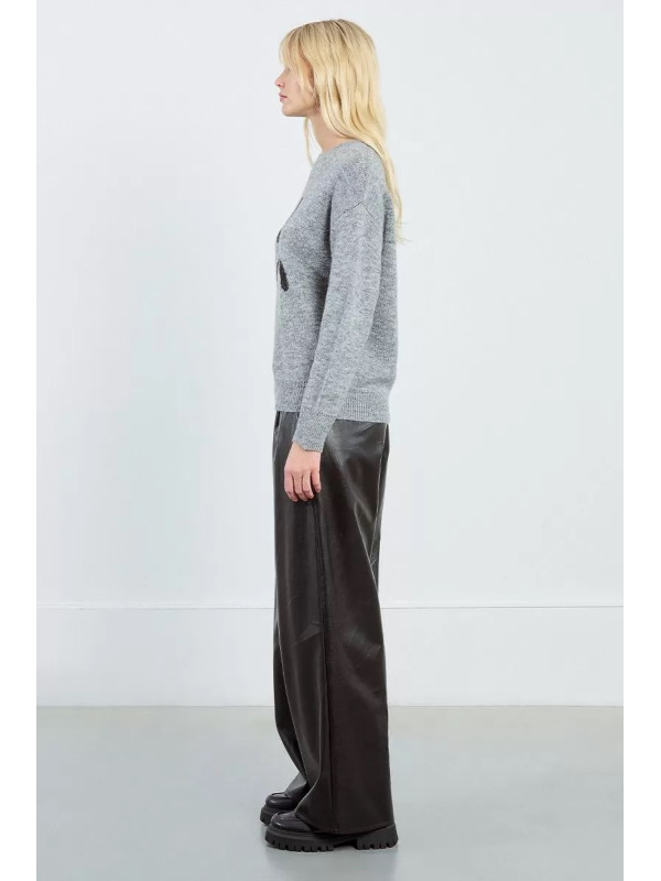 Pull motif nœud noir avec sequins