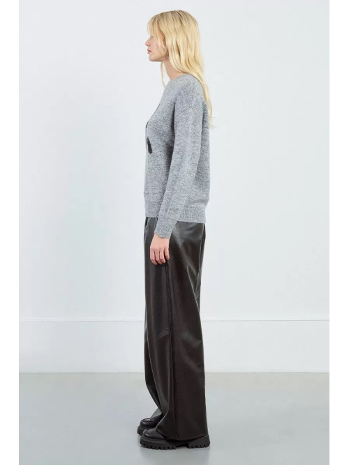 Pull motif nœud noir avec sequins