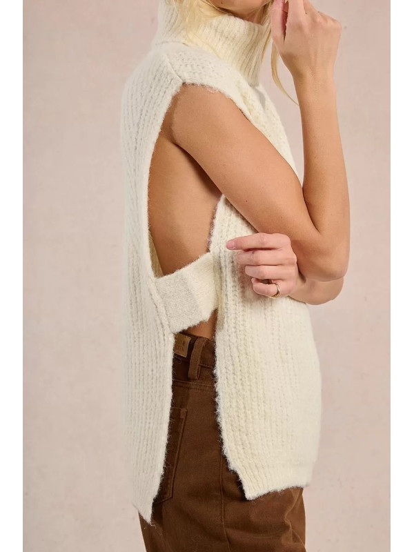 Pull col roulé sans manche