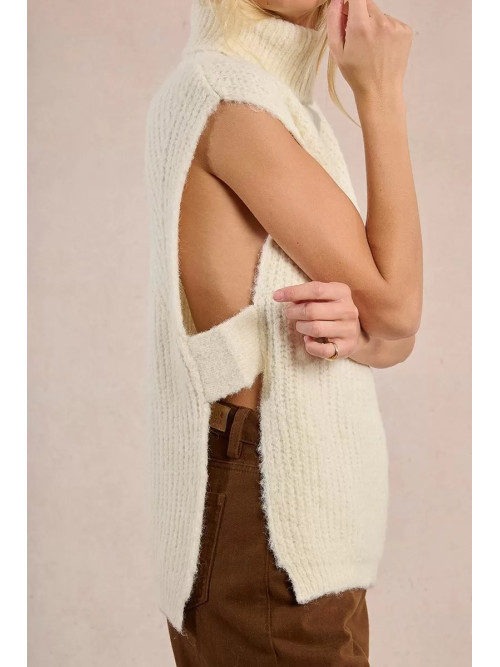 Pull col roulé sans manche