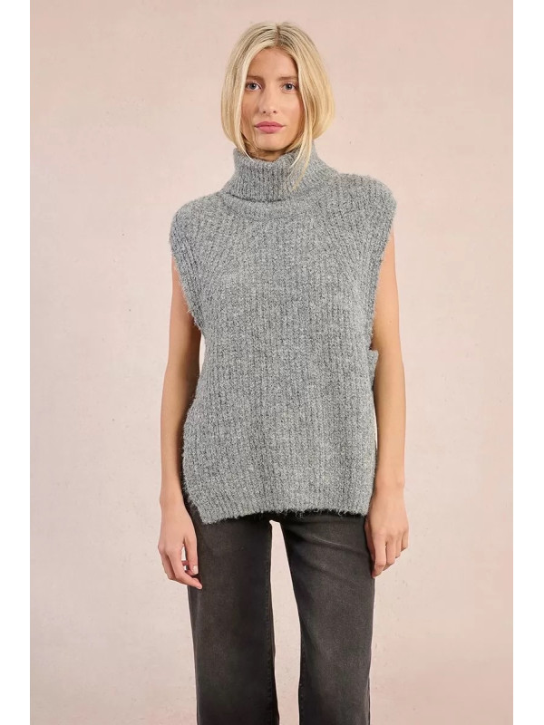 Pull col roulé sans manche