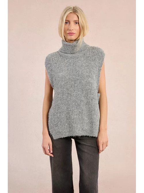 Pull col roulé sans manche