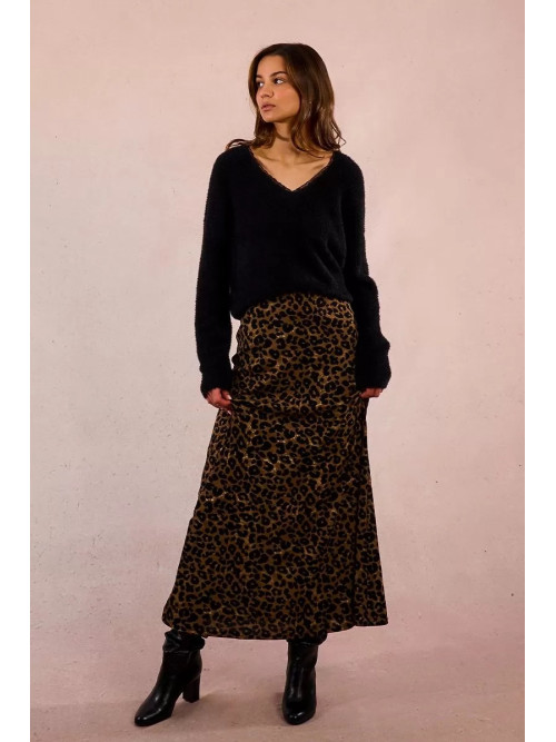 Pull col V bande dentelle