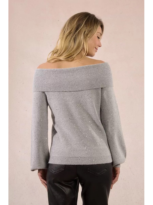Pull avec sequins col boule