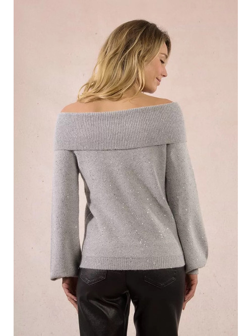 Pull avec sequins col boule