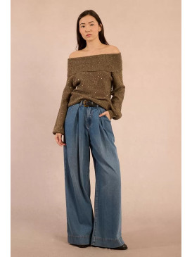 Pull avec sequins col boule...