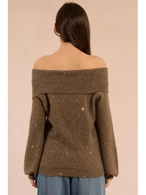 Pull avec sequins col boule