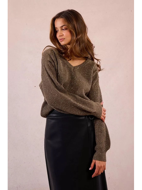 Pull avec sequins col V