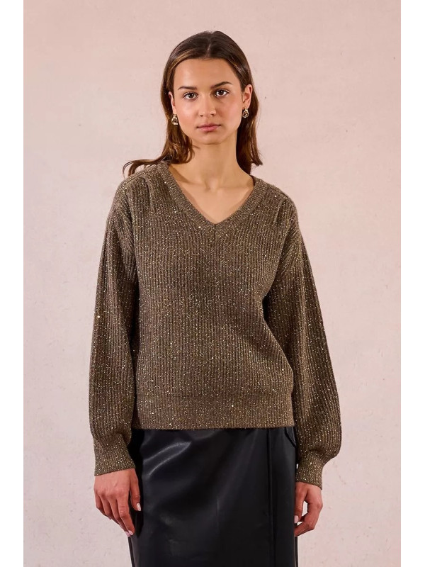 Pull avec sequins col V