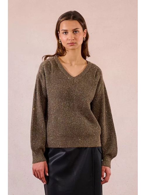 Pull avec sequins col V