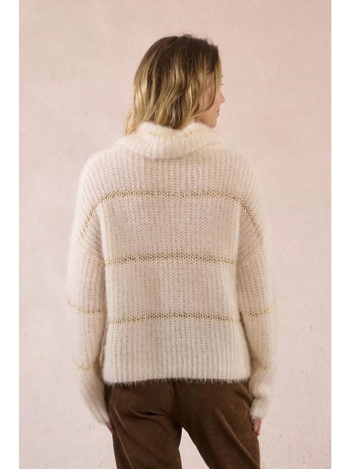 Pull maille mousseuse col boule