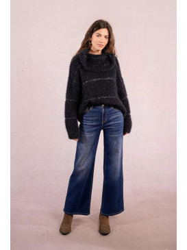 Pull maille mousseuse col...