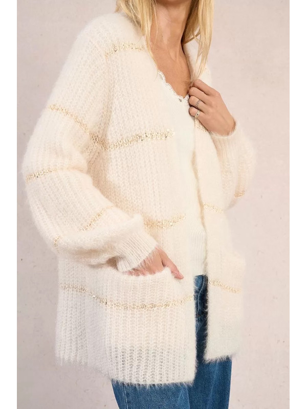 Gilet long maille mousseuse