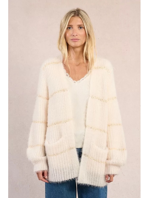 Gilet long maille mousseuse