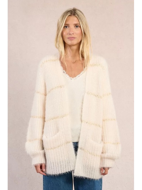 Gilet long maille mousseuse