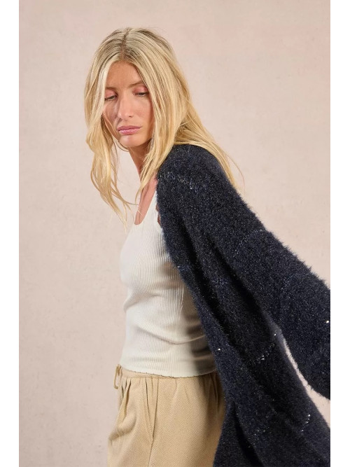 Gilet long maille mousseuse