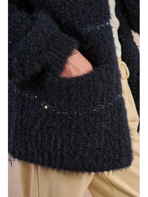 Gilet long maille mousseuse