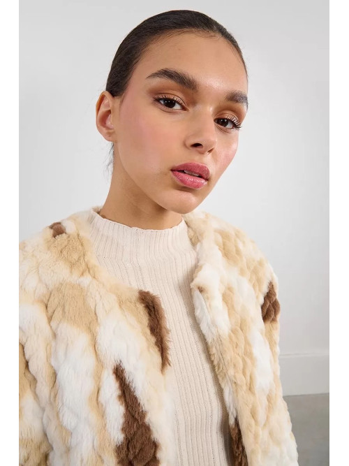 Veste fausse fourrure multicolore sans manche