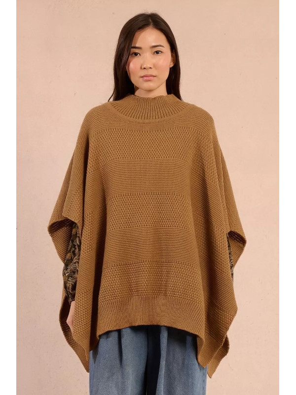Poncho en maille col montant